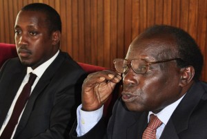 Western youth MP Gerald Karuhanga and his lawyer, Mr George Kanyeihamba, PHOTO BY GEOFFREY SSERUYANGE