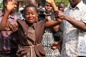 Raped gal cries