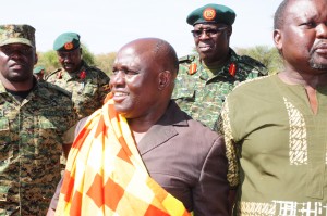 Defence minister Crispus Kiyonga in Karamoja